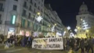 Thousands protest pass introduction in Catalonia
