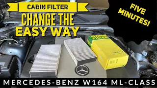 How to change Mercedes ML GL W164 Cabin Air Filter 5 Minute Easy Replacement & Fix Smelly Air Con