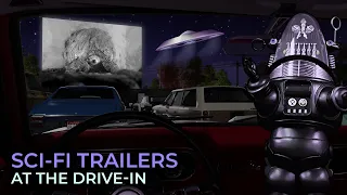 1 Hour of Classic Sci-Fi Movie Trailers Nostalgic Drive-In Movie Theater Experience