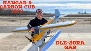 Hangar9 Carbon Cub 15cc/ DLE-20RA Gas/ Spektrum components. A whole lot of trimming on this flight.