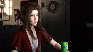 Aerith laughing at a fortnite story