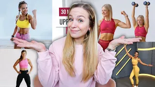 I TRIED YOUTUBER UPPER BODY WORKOUTS FOR A MONTH | sydney cummings, caroline girvan, + more!
