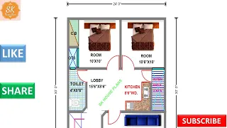 HOUSE PLAN 24' X 30' / 720 SQ.FT / 80 SQ.YDS / 67 SQ.M / 80 GAJ / WITH INTERIOR / (4K)