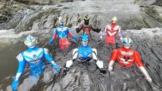 Ultraman Dyna & Ultraman Ginga Tenggelam Di Air, Ultraman Zero & Ultraman Belial Hanyut Di Sungai