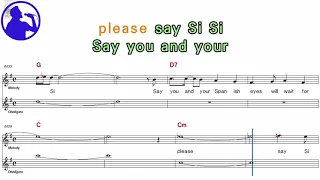 Elvis Pesley - Spanish eyes karaoke version sheet music for players,chorus added(Ye karaoke)