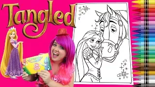 Coloring Rapunzel Tangled Disney GIANT Coloring Book Page Crayola Crayons | KiMMi THE CLOWN