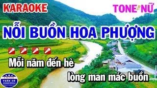 Karaoke Nỗi Buồn Hoa Phượng Tone Nữ Nhạc Sống Rumba