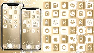 Gold White Christmas app icons ios 15 icons aesthetic