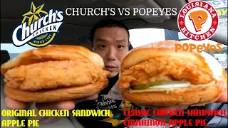 CHURCH'S VS POPEYES | Chicken Sandwich & Apple Pie 🍗🥧