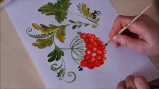 Петриківський розпис. Гілочка калини. Petrikov painting. A branch of viburnum