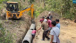 Completed Installing Canal Hume Pipes across Mountain Village Road-JCB Backhoe