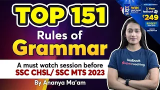 Top 151 Grammar Rule With Tricks | Grammar Rule For SSC CHSL, CGL, MTS, GD 2023 | By Ananya Ma'am