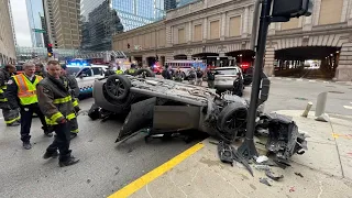 4 women injured in Chicago rollover crash near downtown