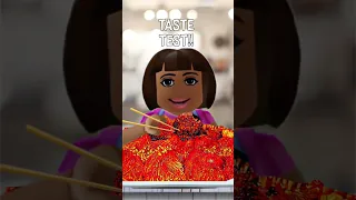 Dora tries spicy enoki mushroom 🍄 #shorts