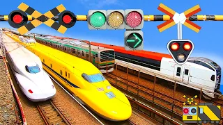 【電車】踏切動画【ふみきり 鉄道】train railway railroad crossing ドクターイエロー 新幹線