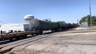 CSX M332 and a westbound grain train clears Muncie