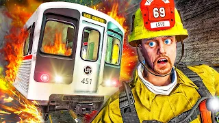 Runaway Subway Train on FIRE in GTA 5! CAN'T STOP!
