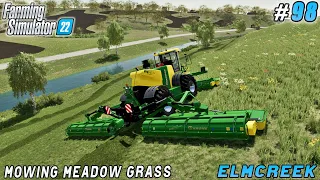 Sowing corn, mowing meadow grass with KRONE BIG M 500 | Elmcreek Farm | Farming simulator 22 | #98