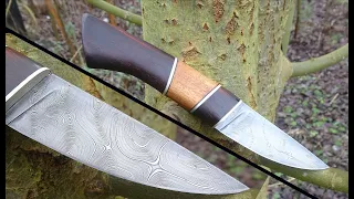 Knife making - twisted Damascus hunting knife