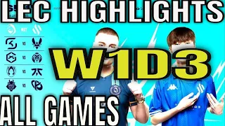 LEC Highlights Week 1 Day 3 ALL GAMES | LEC Spring W1D3