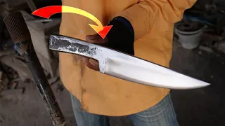 HOW TO MAKE A POWERFUL FULL TANG KNIFE FROM A BROKEN CAR AXEL
