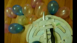 Internet Controlled Roomba Attacks Balloons With Knife