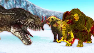 T-rex vs Woolly Mammoth & Elephant turn into zombie | Dino ep.01