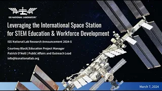 NLRA 2024-5: Leveraging the International Space Station for STEM Education & Workforce Development