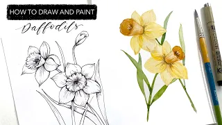 Watercolour Daffodil: How To Draw And Paint MARCH'S Birth Month Flower