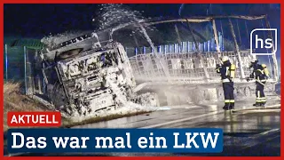 A7: Gefahrgut-LKW brennt aus - Vollsperrung | hessenschau