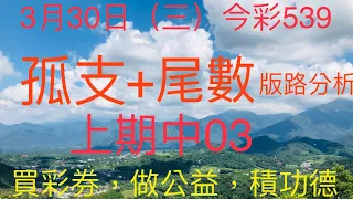 今彩539｜孤支+尾數｜牛哥539｜2022年3月30日（三）今彩539孤支+尾數版路分析｜感謝版路交流@king1688 ｜#539