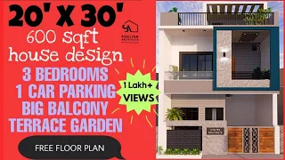 20x30 house design| 600 sqft|3BHK |CAR PARKING| MODERN ELEVATION| 20x30 ka naksha|SHELTER ARCHITECTS