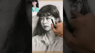 Pencil portrait of a beautiful and kind woman