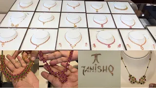 Huge collection tanishq lightweight gold ruby gemstone necklace designs with weight and price