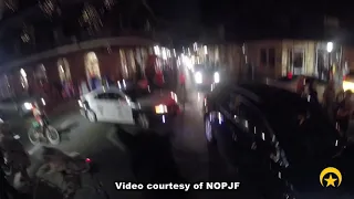 Cop on horseback chases suspect through New Orleans French Quarter