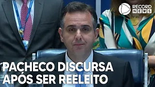 Pacheco discursa após ser reeleito presidente do Senado