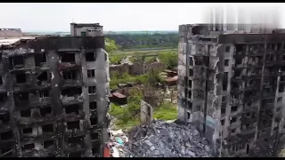 Destruction of the city of Popasna, Luhansk region, Ukraine