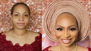 NIGERIAN BRIDAL MAKEUP AND GELE TRANSFORMATION TUTORIAL @LuvlyGift