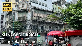 4K HDR| Walk around Song Wat Road| Historic Chinatown Street | คาเฟ่ลับ ทรงวาด | Bangkok |Thailand