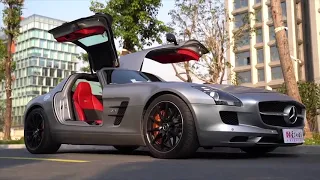 2021| The Flagship Mercedes SLS AMG Supercar has a thumping V8 engine and gullwing doors.