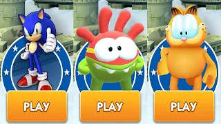 Sonic Dash vs Om Nom: Run vs Garfield Rush Gameplay