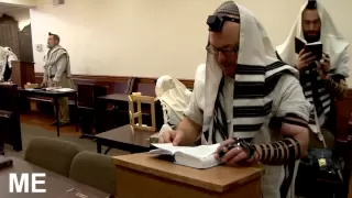 Jewish prayer in a synagogue