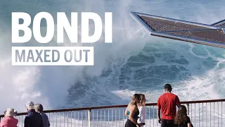 Bondi beach maxed out as big surf combines with a super moon high tide