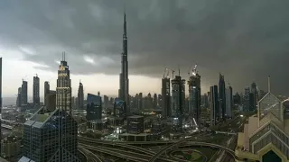 Heavy rain at Burj khalifa