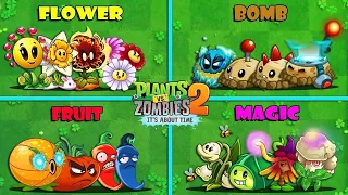 4 Team FLOWER x FRUIT x MAGIC x BOOMB - Who Will Win? - Pvz 2 Team Plants Battlez