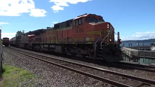 (Northbound) BNSF Grain Train passes through the Steilacoom Ferry Terminal Railroad Crossing.