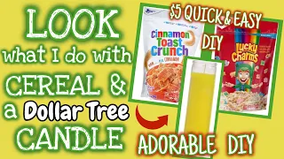 LOOK what I do with CEREAL and a Dollar Tree CANDLE | $5 QUICK & EASY ADORABLE DIY