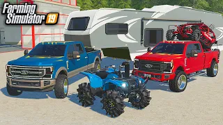 TRILLIONAIRES DEPART FOR LUXURY CAMPING TRIP! ($200,000 TRUCKS) | (ROLEPLAY) FARMING SIMULATOR 2019