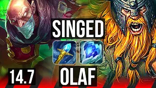 SINGED vs OLAF (TOP) | 66% winrate, 9/4/11, Dominating | EUW Diamond | 14.7