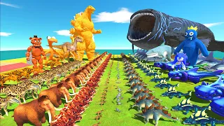 Team Orange Godzilla VS Team Blue Bloop - Who is Stronger? Animal Revolt Battle Simulator
